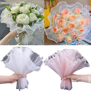 4m Flower Wrapping Paper Pearl Wave Gauze Lace Mesh Yarn Valentines Day Flower Decor Holiday Florist Bouquet Packaging Material Supplies