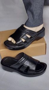 dép da bò trung niên đế  cao 3-cm  4 cm  siêu nhẹ bền