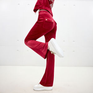 Juicy Couture | Anniversary Velvet Stretch Flared Slim Fit Trousers