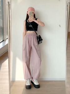 JM Fashion Shop กางเกงคาร์โก้ ทรงเท่สไตล์เกาหลี มีกระเป๋าข้าง เชือกรูดปลายขา ผ้าทิ้งตัว แฟชั่นนำเข้า สินค้าคุณภาพดี K089