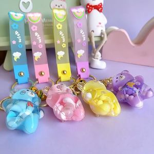 Móc Khóa Phong cách mới acrylic chứa Dầu thạch Đậu Gấu Công Chúa dễ thương Kute