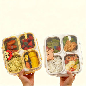 WORTHBUY Large Capacity Bento Box 304 Stainless Steel Divided Lunch Box For Kids Microwave Safe Portable Sealed Lunch Container