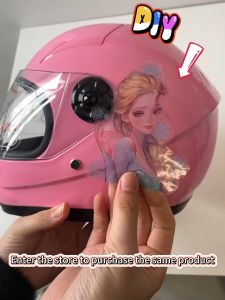 Pink Face Helmet For Kids 2 to 10 Years Old Motorcycle With Cartoon Stickers Adjustable Straps