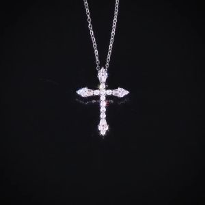 Huitan Classic Cross Pendant Necklace O Chain Necklace for Women Silver Color Statement Neck Accessories Timeless Style Jewelry