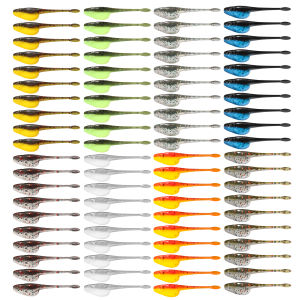 Spinpoler 50mm TPR Micro Soft Worm Floating Flat Tail Shad Ajing Lure Drop Shot Bait Ice Rock Crappie Perch Trout Bass Mackerel