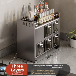 SHENFAN | Multi-functional Drill-Free Stainless Steel Kitchen Storage Rack
