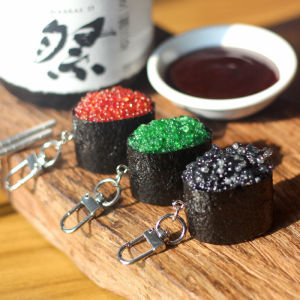 Creative Sushi Simulation Food Style Keychain Large Size Fish Roe Bag Car Decoration Gift Keychain Fresh Trend PVC Material
