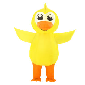 Inflatable Yellow Duck Costume for Adult Blow Up Little Yellow Duck Cosplay Costume Funny Halloween Party Carnival Cosplay Suit