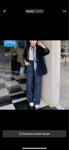 VIRAL Everyday Pants- Strip Pants Bangkok Celana Kulot Panjang Wanita Beigy Kantor Kuliah Motif Garis