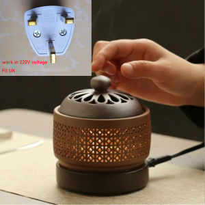 Enamel Purple Sand 110V/220v Plug-in Electric Incense Burner Ceramics Timed 50-300° Essential Oil Stove Meditation Fragrant
