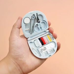 Portable Handheld Sewing Kit Mini Travel Sewing Machine with Threads Needles Scissors for Emergency Clothing Repairs DIY