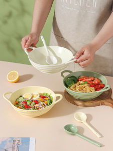 Retro Handmade Irregular Double Ear Porcelain Bowl Matte Ceramic Dinnerware Rice Bowl Salad Fruit Bowl Instant Noodles Soup Bowl