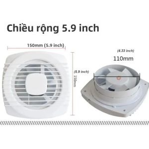 Quạt Hút Khí Thải Im Lặng 220V 4/6/7 Inch 110/150/180mm Quạt Thông Gió Mạnh Mẽ Để Lắp Đặt Trên Cửa Sổ Tường Phòng Tắm Nhà Vệ Sinh Nhà Bếp