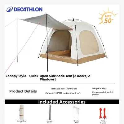 Decathlon | Portable Waterproof Thicken Auto-Pitching Outdoor Tent