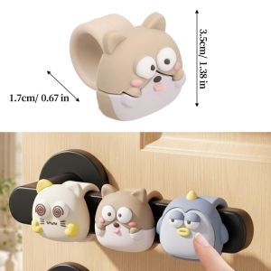 5 cái cửa phong cách hoạt hình đệm tay nắm cửa Pad Silicone Mèo chim cánh cụt thiết kế hình chó không khoan chống va chạm miếng bảo vệ tường