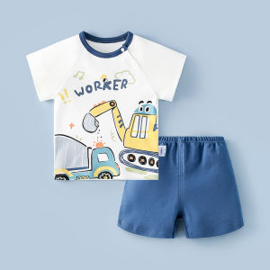 Baby Boy Girl Summer Outfit Short Sleeve T-Shirt Shorts Set Cotton Casual Combination Baby Clothes Boys Girls Ensemble