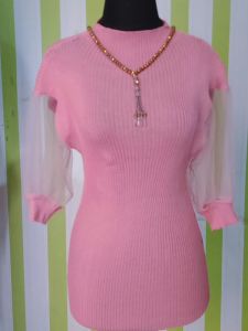 switer rajut dress semi lutut/switer rajut cantik/iner tangan kain kelambu/atasan cantik Korea/switer kombinasi kain tile