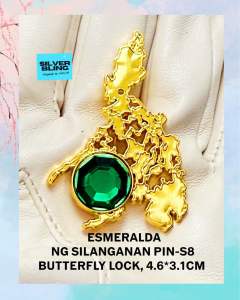 💚ESMERALDA NG SILANGANAN PIN – S8 Shinygold plated Philippine Map w/ Butterfly lock size 4.6 cm x 3.1 cm