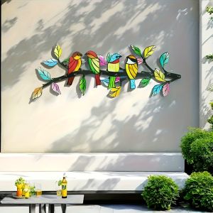 1pc Unique Piece of Metal Wall Art Featuring a Bird And Branches - Vibrant And Colorful Design Patio And Living Room Decor