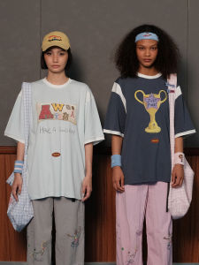 TIPSEVEN Original Design Summer Sport Olympic Split Series Funny Trophy Flag Print Short Sleeve T-Shirt Casual Loose Fit Cotton