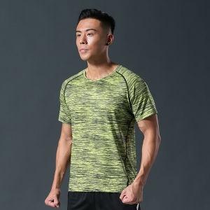 Quick Dry Sport T-Shirt Mens Short Sleeve Fitness Running Outdoor Clothing Quick Dry Breathable Elastic Sweat Absorbent round Neck