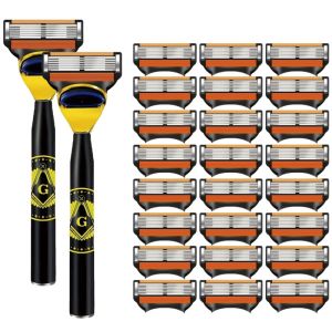 ใบมีดโกนหนวดแบบใช้มือสำหรับผู้ชายและผู้หญิง ใบมีดสแตนเลส 6 ชั้น สำหรับกำจัดขน ใบมีดโกนแบบเปลี่ยนได้