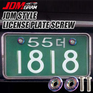 2pcs Car License Plate Frame Bolt Mugen Motorcycle Auto Number Plate Frame Bolts Screw Titanium Blue Aluminum Waterproof Screws Automobile Exterior Accessories