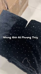 Vải nhung 7 biên Phượng Thúy đính đá co giãn 4 chiều khổ 1m65 dày dặn mềm mặc thoáng mát