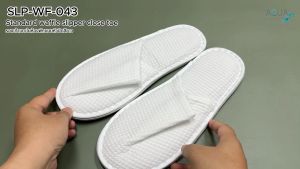 รองเท้าแตะในห้องพัก รองเท้ารังผึ้ง[ สีขาว-หัวปิด 30x12 cm] Big waffle cotton100% รองเท้าใส่ในบ้าน slipper พื้นนุ่มใส่สบาย