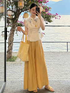SUYE | New Chinese Style Cheongsam Suit Slim Fit Pants