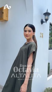 Altalita - Daster Octavia Cringkle Airflow Polos Busui Kekinian Jumbo Panjang Selutut Non Ruffle