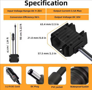 Step-up Module 12V to 30V 3.5A 105W Power Supply 12V to 30V Booster DC cigarette lighter input Starlink Mini Step Up Power Cord