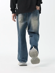 5XL 8XL Baggy Jeans for Men Korean Style Denim Pants Straight Cut Wide Leg Comfortable Rousers