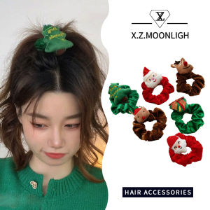 【X.z. moonlight】đồ giữ dây buộc tóc đuôi ngựa cột tóc nhung lông co giãn Dây Buộc Tóc Hình nai sừng tấm cổ điển Băng cao su phụ nữ tiệc giáng sinh mũ