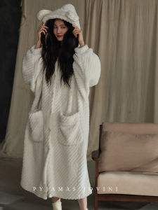 Warm Coral Fleece Padded Womens Robe