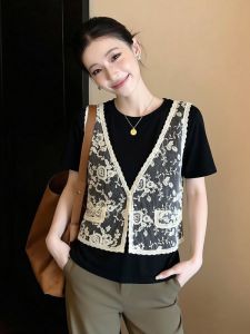 AIYITI | Popular Lace Decorated T-Shirts Short Sleeve Large Size