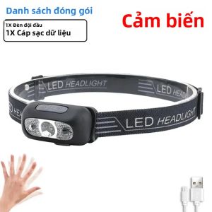 Đèn Pha Cảm Ứng LED Mạnh Mẽ USB/DC Có Thể Sạc Lại Đèn Pin Siêu Sáng Cho Cắm Trại Ngoài Trời Câu Cá Săn Bắn