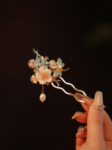 Short Blue Burnt Hairpin Chinese Style U-Shaped Hair Accessories for Women Ancient Fashion Hairwear Original Design Hair Accessories