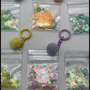 Pouch kecil untuk Gantungan Kunci / DIY / Furball gantungan kunci tas / Zipper Bag Inner Sleeve / Termasuk manik manik / Sprinkle