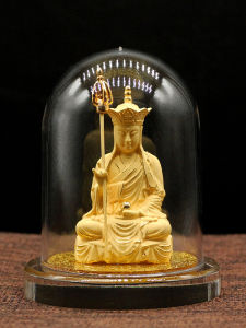 Velvet Sand Gold Bodhisattva Statue Ornaments Permanent Peace Carved Copper Craft for Home Decoration Tabletop Accessories