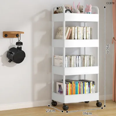 ZHUANJIAO | Movable Multi-level Shelving Unit Bookcase Trolley