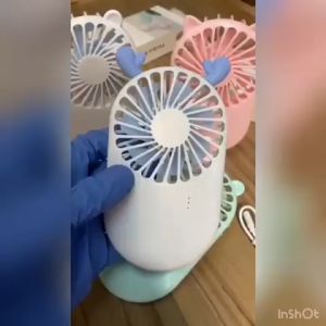 Quạt điện mini bỏ túi tai động vật có đế và dây sạc USB Quạt điện cầm tay tai mèo/gấu/sừng hươu nhiều màu