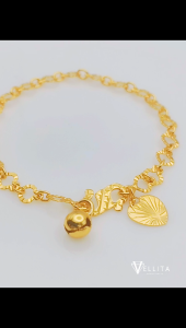 [VJ]Cop916 Bracelet “Full of Love” 999.9 Gold Plated <MD2> L:13cm - 17cm Minimalist Bracelet (Rantai Tangan Love)