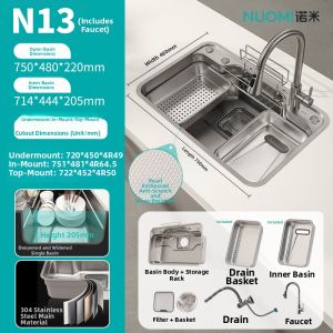 Nuomi | Smart Disinfection Vegetable Washing Sink 304 Stainless Steel
