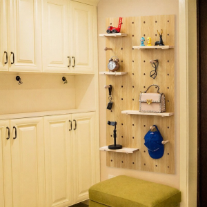 Wooden Shelving Unit for Storage and Hanging