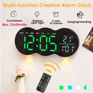 Creative Digital Clock with Ambient Light Countdown Dual Alarm Clock Table Clock Remote Control Wall-amount LED Clocks for Home