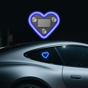 Solar-Powered Led Car Window Neon Lights - Heart-Shaped Rgb-Free Color-Changing Interior Wiring Free Atmosphere Light
