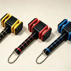 Mini Hammer Fidget Clicker Keychain - 3D Printed Stress Relief Hammer Toy Mechanical Click Sound Sensory Fidget Pendant for Backpack EDC Anti-Anxiety Novelty Keychain Gift