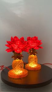 YMS LED Lotus Lamp Light 招财莲花灯 神台灯 (全亮式 省电) 观音菩萨灯 拜神灯 祖先灯 蓮花燈 供佛灯 1 Pair