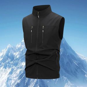 เสื้อกั๊กทำงานผู้ชาย 1/2 ชิ้น คอตั้ง ซิปหลายช่อง เหมาะสำหรับเดินป่า กิจกรรมกลางแจ้ง วิ่งออกกำลังกายในฤดูใบไม้ร่วง